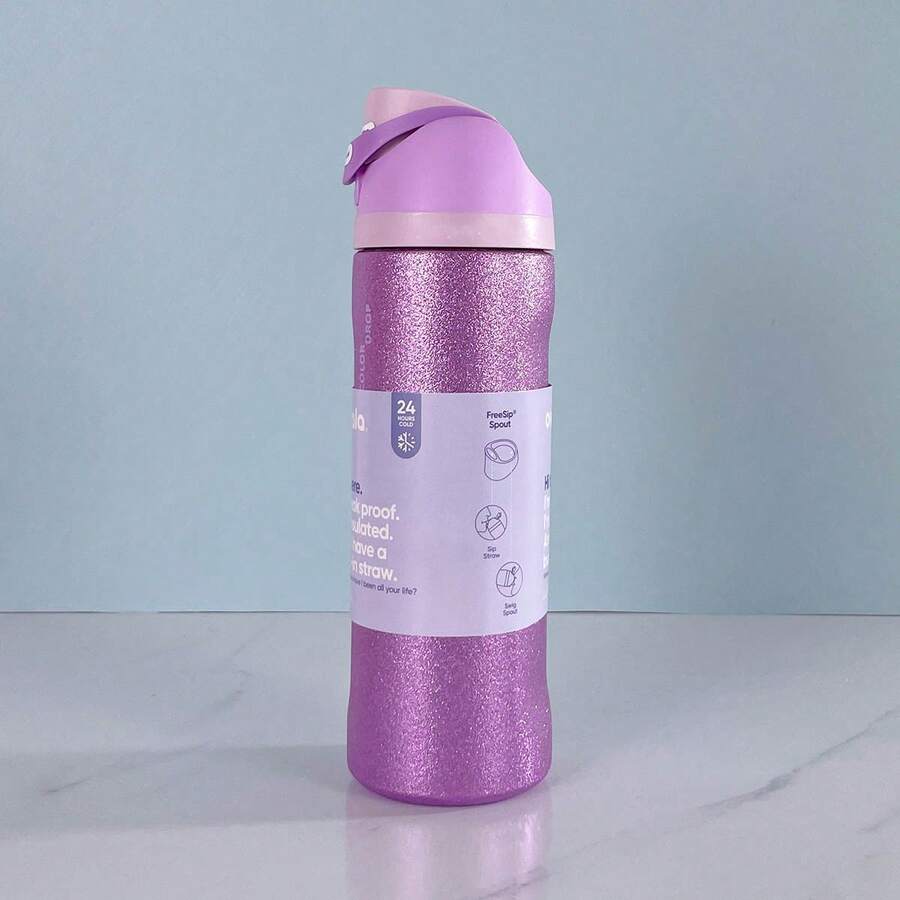 Owal'a 24oz Insulated Stainless Steel Water Bottle With Straw, Suitable For Sports, Outdoor Activities, Travel, And Student Sports Water Cup - Shimmering Purp-24oz - 查看 1