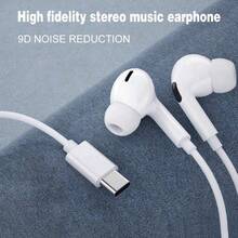 USB C Earphones, In-Ear Type C Wired Earphones With Mic Volume Control Bass Stereo Noise-Proof, Type-C Earphones Compatible With Samsung Galaxy S25 S24 S23 S22 S21 S20 A53 A54/IP 16/16 Plus/16 Pro/16 Pro Max/15 Series/Car Play/IPad - White - View 1