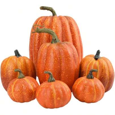 MX  Decoracion de calabaza7 unidades decoracion calabaza artificial espuma de simulacion cosecha de otoño calabaza tamaño surtido calabazas falsas para Halloween Accion de Gracias cosecha otoño
