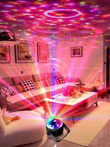 1 Quả cầu disco với 7 chế độ chiếu sáng LED - Đèn sân khấu đổi màu theo âm thanh dành cho KTV, trang trí nhà cửa, tiệc sinh nhật, quán bar DJ, cấp nguồn USB, tương thích với nhiều hoạt động chiếu sáng không gian | LED nhiều màu | Dễ dàng lắp đặt | Phụ kiện tiệc tùng - RGB nhiều màu sắc - Xem 4