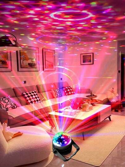 1개 7 LED 조명 모드가 있는 디스코 볼 - KTV, 홈 데코, 생일 파티, DJ 바용 사운드 활성화 색상 변경 무대 조명, USB 전원 용품, 다중 공간 조명 활동과 호환 가능 | 멀티컬러 LED | 간편한 설치 파티 용품