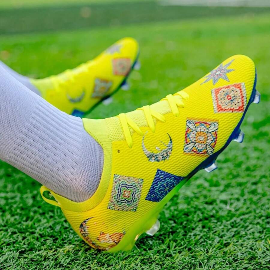 Zapatillas de fútbol profesionales resistentes al desgaste, zapatos de entrenamiento de fútbol al aire libre, agarre multicolor, equilibrio fuerte, Verano - CD BLANCO - Ver 1