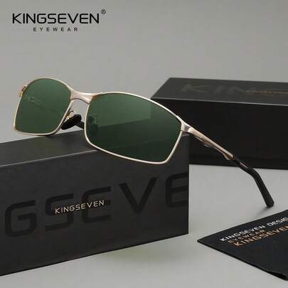  KINGSEVEN Brand Fashion Men Rectangular Alloy Windproof Driving Fashion Glasses, Women Outdoor Sports Glasses
