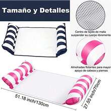 2 Juegos de Hamaca Inflable,3 Válvulas Inflables Hamaca de Agua,Plegable Flotador Piscina con Bomba de Aire,Multiusos para Silla de Descanso, Drifter,Hamaca Flotante para Alberca(Azul Claro y Verde) - 2 Válvulas(Azul oscuro y Rosa) - Ver 3