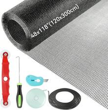 CXJYSD Kit De Reparación De Malla De Fibra De Vidrio Resistente Con Herramientas,Repelente De Insectos Para Ventanas,Puertas,Patios Y Porches. (Negro, 48x118(120x300cm)) - Negro - Ver 12