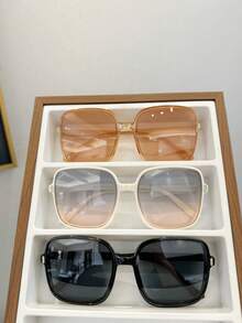 1 par/Set de 3 pares, Nuevas gafas de mujer de estilo callejero de alta gama, cuadradas, para playa, viaje, ciclismo y pesca - Multicolor - Ver 3