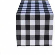 Estilohome.Fsn - Camino De Mesa De 35,5 X 81,3 Cm, 100% AlgodóN, DiseñO De BúFalo, Color Blanco Y NegroVersióN Mejorada - Blanco y Negro - Ver 1