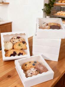 6pcs/1pc 8" X 8" Bread Box With Window, Pie Box, Cookie Box, Chocolate & Strawberry Box, Cake Box / Suitable For Wedding, Birthday, Christmas, Holiday