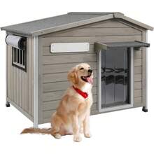 40"L Outdoor Dog House Weatherproof Large Wooden Dog Kennel - Default - View 2