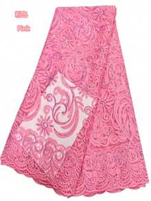 5 Yards/1 Yard High Quality French Mesh Lace Fabric, African Lace Embroidery, Nigerian Sequin Sheer Lace, Suitable For Sewing, Party, Wedding Fabric, Green - Multicolor - View 16