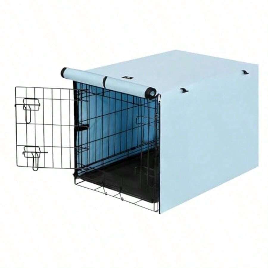 ASXZone Pet Funda para Jaula de Perro con Puerta Doble: Funda de poliester para Jaula de Perro de 42 Pulgadas Color Azul - azul - Ver 1