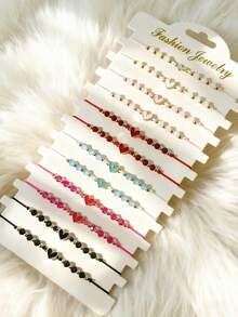 12 件套手工可调节编织耶稣十字架手链，适合男女的基督教宗教珠宝，是洗礼、日常佩戴和精神启发的完美礼物 - 彩色 - 查看 7