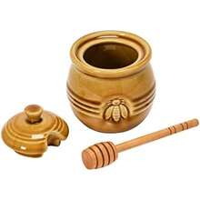 Creative Co-Op DA4177 - Olla con tapa y cuchara de madera para miel, color amarillo(Amarillo) - Multicolor - Ver 4