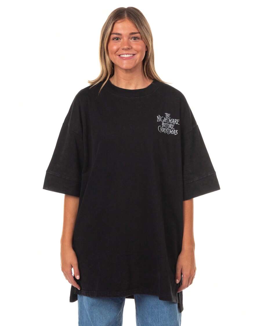 Nightmare Before Christmas Women's Short Sleeve Tunic Pullover Sweatshirt - màu đen - Xem 1