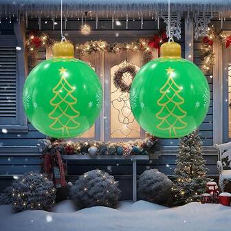 1pc Inflatable Christmas Tree Ball, PVC Material Christmas Ornament Suitable For Indoor/Outdoor Yard Hanging Decor, Christmas Holiday New Year Party Decoration, Christmas Gift