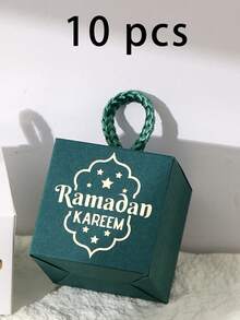 10pcs/Set Paper Gift Wrapping Box, Modern Letter Graphic Gift Packaging Box For Party Ramadan Festival