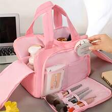 حقيبة مستحضرات التجميل الخفيفة الوزن للسفر للنساء - تصميم أربعة أقسام ، مع جيب أمامي وشبكة ، حقيبة أدوات تجميل فاخرة وحقيبة تخزين مستحضرات التجميل ، مساحة واسعة لتخزين مستلزمات الحمام والأساسيات ، مقبض محمول ومتين ، مناسبة للنساء ، الجيم ، العطلات ، الاستخدام اليومي - هدايا للصديقات / الأمهات ، عيد الهالوين ، ، هدايا عيد الميلاد الخيار الأول