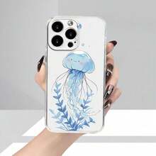A Fashionable Soft Shell for Phones, Showcasing a Jellyfish Motif, Printed Using UV Technology for Clarity, Providing Full 360-Degree Protection for Multiple for  Models Such As 17, 11, 12, 13, 14, 15, 16 Pro Max, XR, X/XS, And 7. - Transparente - Ver 5