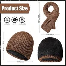 Winter Beanie Hat Gloves Scarf Set For Men Warm Fleece Knitted Hat Scarf Touchscreen Gloves And Wool SocksMen Gloves Set - Khaki - View 2
