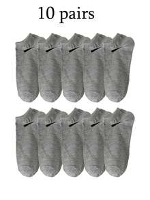 1/6/9/10/12/15/30双男女通用袜子运动袜白/黑/灰短袜隐形袜纯色简约款适合日常休闲穿着 - 彩色 - 查看 18