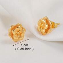 زوج من أقراط الأذن ذات الحجم الصغير بتصميم زهرة قلب فراشة، باللون الذهبي، مجوهرات مناسبة للنساء في أفريقيا والعالم العربي والشرق الأوسط - الذهبي - مشاهدة 11