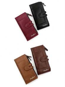 YUQING.FC Cartera Plegable Con Doble Cremallera, Ranuras Para Tarjetas Y Monedero #C113-2 - Negro - Ver 5