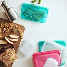 Platinum - Bolsa de almacenamiento reutilizable de silicona de grado alimenticio, menta (aperitivos), reduce el plástico de uso, cocinar, almacenar, sous vid o congelar, a prueba de(Menta Snack) - Multicolor - Ver 3