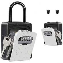 ZHEGE セキュリティキーボックス 壁掛け 鍵 収納 4桁ダイヤル式 防犯 盗難防止 - L-グレー - チェックする 1