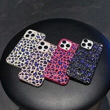Blaue Leopard-Muster,  11/12/13/14/15/17/Air/Pro/Plus/Pro Max und einfache, stilvolle Handyhülle. Geschenke für Freunde, Valentinstagsgeschenke - Heißes Pink - Übersicht 2