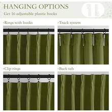 Olive Green Pinch Pleated Curtains 96 Inches Long, Thermal Insulated Window Drapes With Hooks, Soft Track System Panels Living Room, W38 X L96, 2 Panels, Home Decor - 橄欖綠 - 查看 3