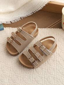 1双幼儿/婴儿露趾平底凉鞋，夏季 - 卡其色 - 查看 1