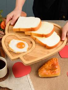 1pc Heart-Shaped Bamboo Tray, Valentine's Day Wooden Platter, Heart-Shaped Cheese Board, Snack Dessert Candy Serving Tray, Suitable For Wedding, Mother's Day Gifts