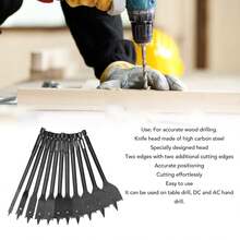 EstiloTendenciaJuego 11 Brocas Pala Hexagonal Madera Acero Carbono Cabezal De Taladro De Espada Negro Para Trabajo En MaderaCalidad PremiumVersióN Mejorada - 1 - Ver 4