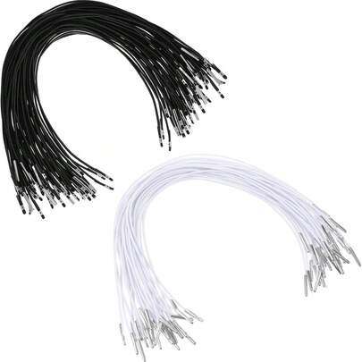 30cm Long Elastic Buckle Rope Ring Elastic Band Round Rope Metal Buckle Fastener Mask Hanging Rope Ring Craft Round Rope Line Extension Strap For Mask Making Hat Chin Strap Suitable For Party DIY Hat Elastic Menu Badge