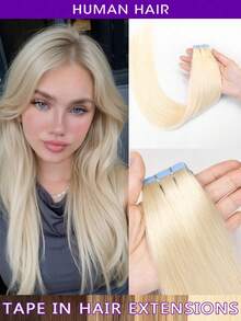 12-22 Inch Remy Human Hair Extensions, Invisible Tape-In, Ash Blonde, Full Head Ash Blonde Seamless Extensions - 30g/Pack, Stylish, No Glue Needed, Perfect For Holidays And School