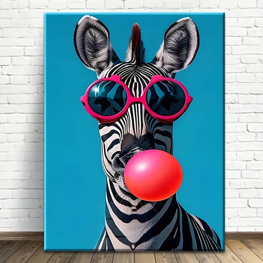 1 Pieza, Marco de Madera Sólida, Pintura en Lienzo 2D, Pintura Decorativa, Moda Zebra Fashion_4x, Decoración de Habitación, Pintura Decorativa de Pared, Pintura de Pared, Decoración de Primavera y Verano, Decoración de Pascua para el Hogar, Regalo del Día de la Madre, Mejor Regalo, Temporada de Graduación - Multicolor - Ver 1