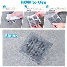 50pcs Filtro Desechable para Desague, Atrapa Pelos Ducha Cuadrado para Ventosa, Fregadero, Tapa de Baera, Colector de Cabello, Accesorio para Cocina - Blanco - Ver 3