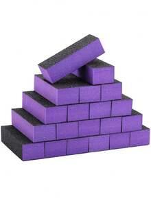 20/10/5/1pcs Nail Polishing Sponge Sandpaper Files, 80/120 Grit, 3-Sided Nail Files, Suitable For Nail Art Tools (Purple And Black) - Multicolor - View 10