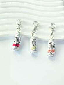 3个卡通树脂饮料罐吊坠，休闲女装装饰，包包装饰挂件，DIY饰品配件，龙虾扣钥匙扣，车载登山扣，生日或节日送朋友的完美礼物 - 彩色 - 查看 1