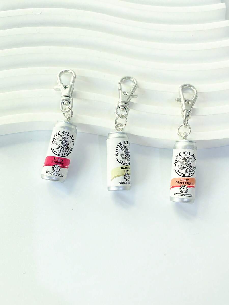 3个卡通树脂饮料罐吊坠，休闲女装装饰，包包装饰挂件，DIY饰品配件，龙虾扣钥匙扣，车载登山扣，生日或节日送朋友的完美礼物 - 彩色 - 查看 1