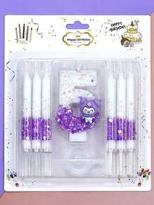 Sanrio Kuromi Theme Creative Candles, Birthday Party Candles, Theme Party Candles, 0-9 Number Candle Set, Cute Birthday Candles, Exquisite Cake Decorations.