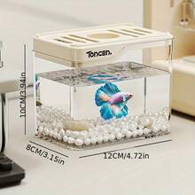 1pc Plastic Mini Fish Tank, Transparent Desktop Aquarium For Home Living Room, Suitable For Turtle - Multicolor - View 2