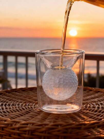 Vaso de bola de golf de doble capa, vaso de chupito divertido, puede contener jugo, leche, té y otras bebidas grandes - Excelente regalo para golfistas masculinos y femeninos, amantes del whisky, suministros de bar, recuerdos de fiesta o vajilla personalizada para entusiastas del golf, regalo coleccionable significativo, perfecto para el Día de San Valentín y ocasiones especiales