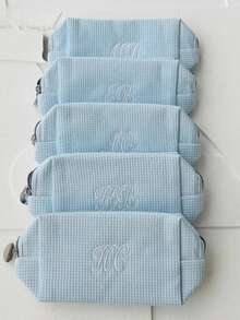 1 Stück personalisierte bestickte Namenstaschen, Monogramm-Tasche, Kosmetiktasche, Make-up-Tasche, Hautpflege-Tasche, Kulturbeutel, Aufbewahrungstasche, Reiseessentiell, Kreuzfahrt-Essentiell, Wohnheim-Essentiell, Brautjungferngeschenk, Muttertagsgeschenk, Geburtstagsgeschenk, Heimdekoration, Badezimmer, Wohnzimmer, Nachttisch-Organizer, Kosmetiktasche, Reise, Make-up-Tasche, Tasche, Make-up-Tasche, Reiseessentiell - Verschiedenfarbig - Übersicht 5