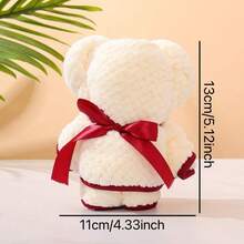 1/4 泰迪熊和兔子红白领结，菠萝格纹围巾，可爱喜庆，珊瑚绒材质，丝带泰迪熊和兔子图案，适合各种节日、婚礼、店铺庆典、礼品、生日、厨房、清洁等场合，四季皆宜。 - 彩色 - 查看 12