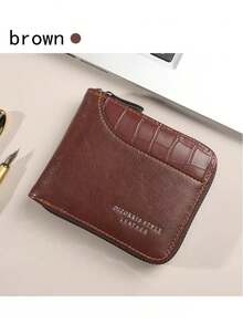 YUQING.FC Cartera Con Estampado De Cocodrilo A La Moda Para Hombre #7810 - Marrón - Ver 4