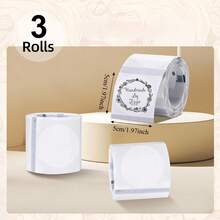 圆形热敏标签，兼容 Phomemo M110/M150/M221/M220/M120/M200/M250 标签打印机，尺寸 1.96 英寸 x 1.96 英寸（50x50 毫米），每卷 140 张，黑色底透明，100% 兼容以下型号：SUPVAN T50M Pro、Phomemo M110/M220、NETUM P1、MARKLIFE P50、CLABEL 221B/220B、PUQU AQ20/Q1、NetumScan G5、B3S、PUQU AQ20/Q1 - 彩色 - 查看 2