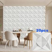 3D Wall Panel For Interior Wall Decoration, Water- And Oil-Resistant, PVC, Geometric Textured Wall Panel For Living Rooms, Halls, Bedrooms, Hotels, Offices, Black/White, 30 Cm X 30 Cm (Incl. Roll Of Wall Tape) - 菱角花 - 查看 14