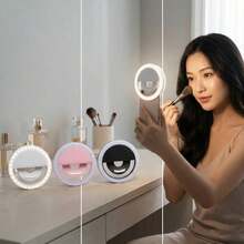 Fill lights 1 pieza Luz de anillo de selfie LED portátil, disponible en blanco/rosa/azul/negro, recargable por USB, 3 modos de iluminación, adecuado para transmisión en vivo, videoconferencia, fotografía, manicura, extensión de pestañas, tatuaje, cuidado de la piel, control táctil, decoración de habitaciones, campamento al aire libre, batería de 150mAh - Multicolor - Ver 12