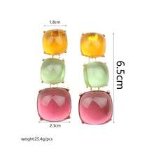 1 Set New European & American Exaggerated Bohemian Asymmetrical Resin Necklace & Earrings Jewelry Set, Suitable For Daily Wear, Gifts, Vacation - Colorful - View 5